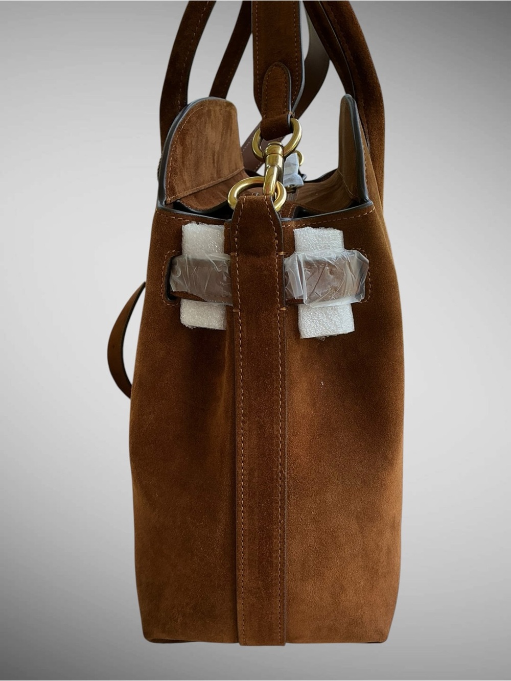 NWT Coach Soft Empire Carryall 40 Warm Brown Suede Leather Laptop Bag CBN42 - Picture 10 of 15